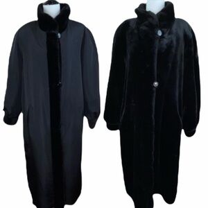 Vintage Marvin Richards Reversible Faux Fur Long Coat L